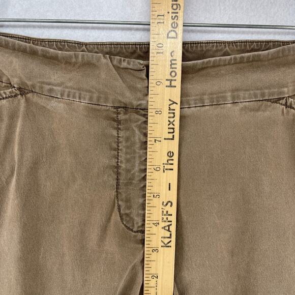 EILEEN FISHER Pants 10 Stretch Cotton Twill Tapered Ankle Front Zip Brown - Picture 12 of 14